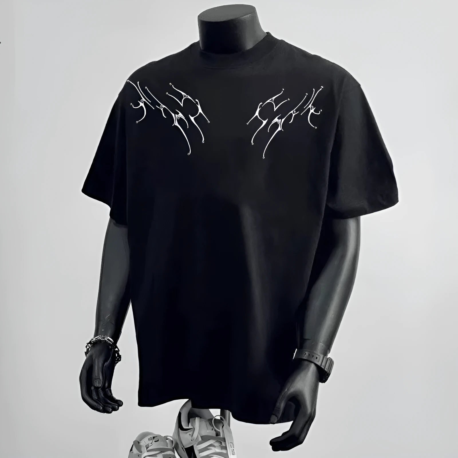 Men's loose fit pure cotton short sleeve t-shirt with printed letter design in black or white colours