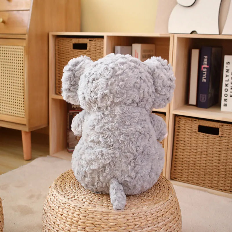 Lazy Series small gray elephant plush toy with soft fabric, 25cm height, on a white background