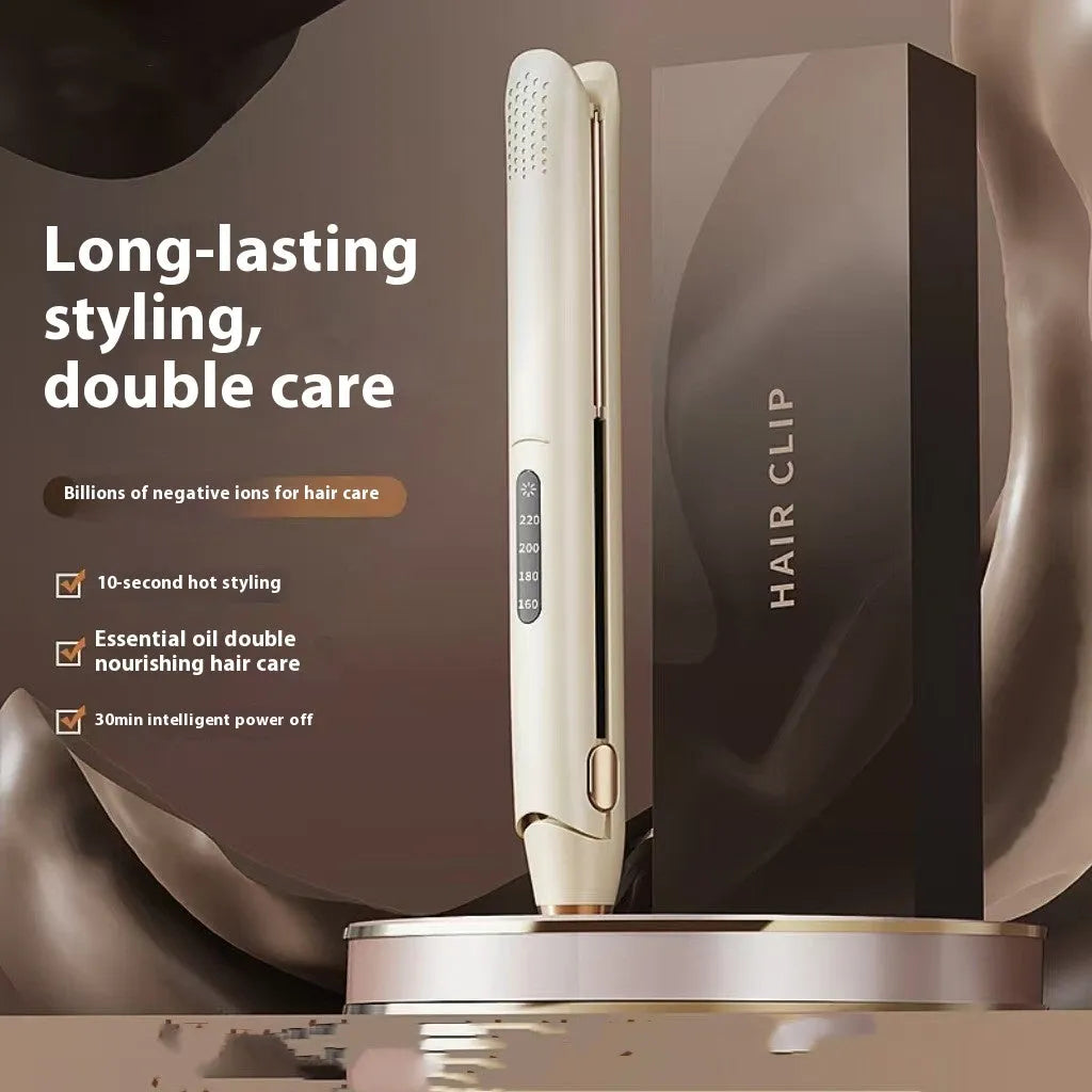 LCD screen hair straightener in Almond White with multi-gear temperature control and dual-use styling capability