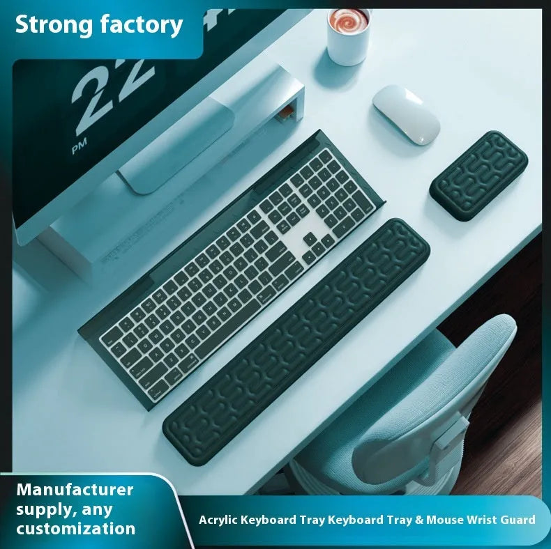 Double sided keyboard and mouse pad with memory foam wrist support in various colour options