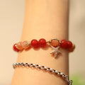 Handmade 8mm red agate star-shaped bracelet for women, ethnic style with Xiangyun design, sands orange finish