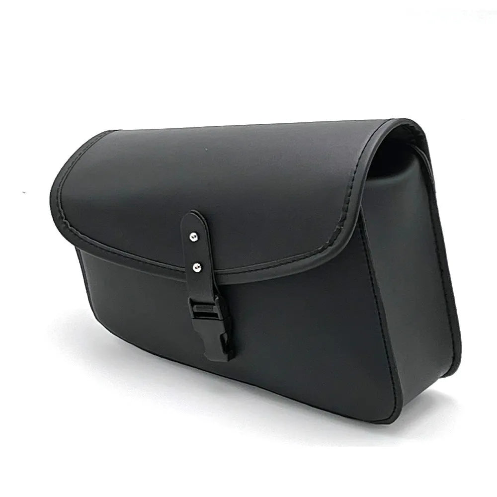 Black PU leather motorcycle swingarm saddlebag for Harley Sportster mounted on bike