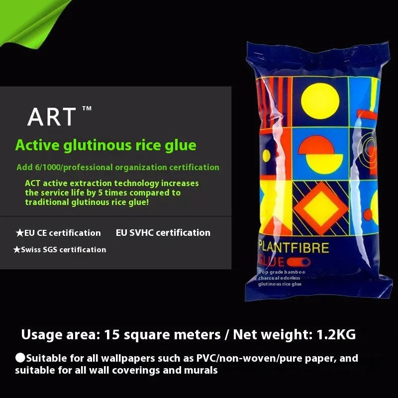 Formaldehyde-free glutinous rice wallpaper adhesive in clean smell variant with 3-roll packaging