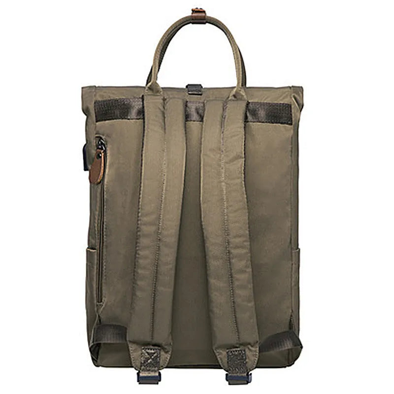 Casual polyester backpack with cover opening, computer compartment, and zipper pocket in black, dark grey, or green