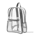 Transparent PVC large capacity outdoor travel backpack in black colour with clear view of contents, shown on a plain background