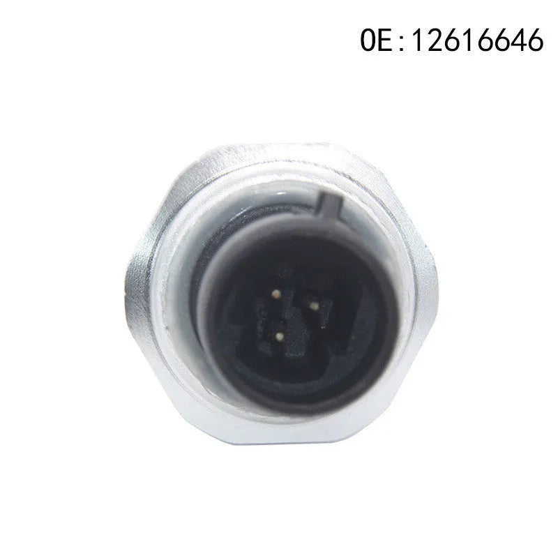 Silver metal fuel pressure sensor compatible with GM part numbers 12616646 and 12677836.