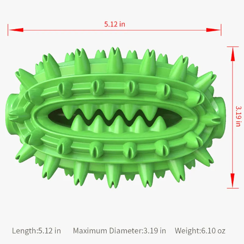 Green cactus-shaped dog chew toy for dental cleaning and aggressive chewers on a white background.