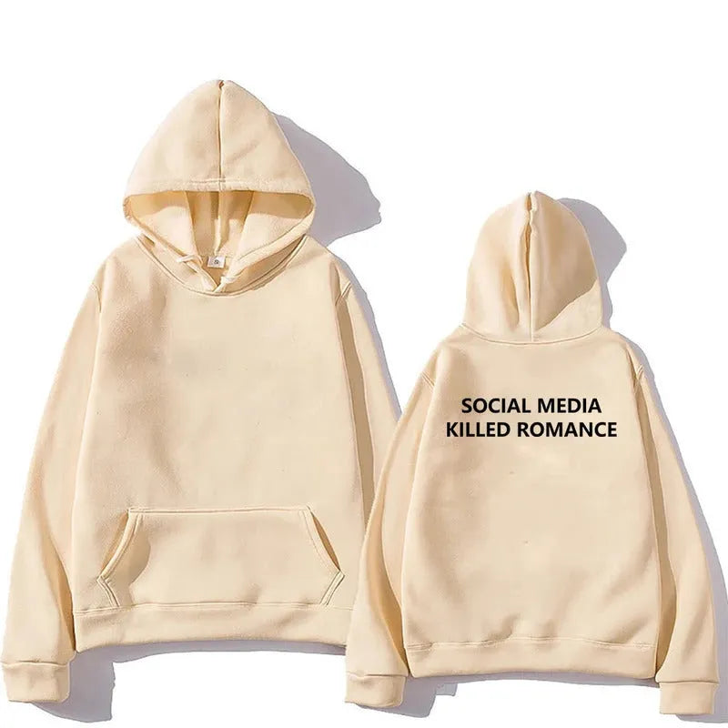 Spring letter pattern printed hoodie for men – long sleeve pullover polyester slim fit front view