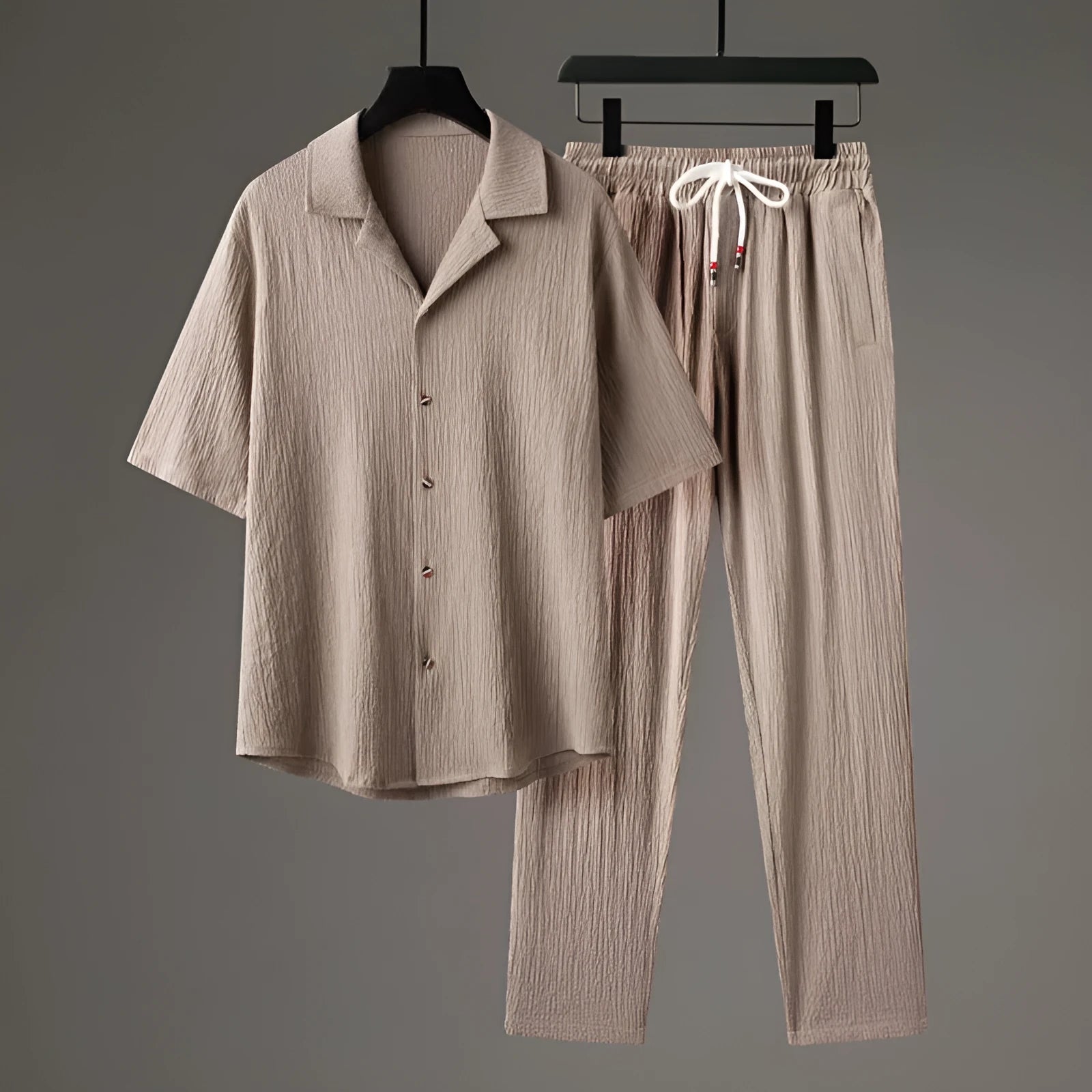 Asian fit men's Chinese style half sleeve two-piece set in white suit with wool lining and polyester fibre fabric