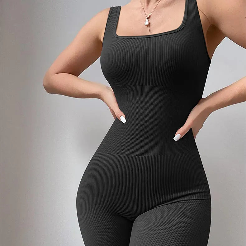 Women's long sleeve suspension tights bodysuit with button details in spandex fabric