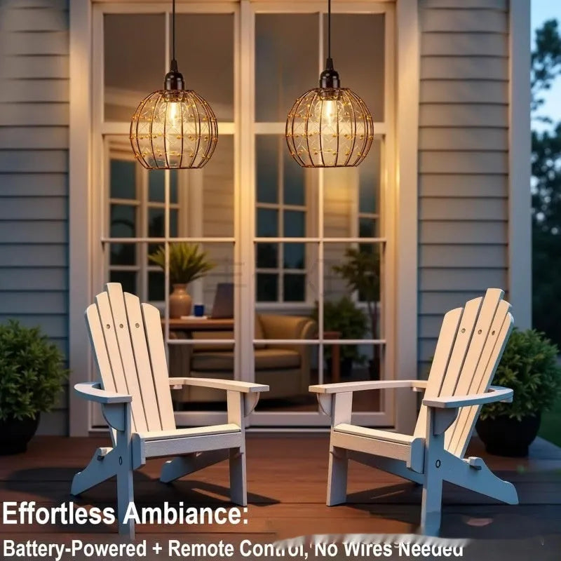 Outdoor waterproof camping LED chandelier iron material 1W battery operated with remote control American style