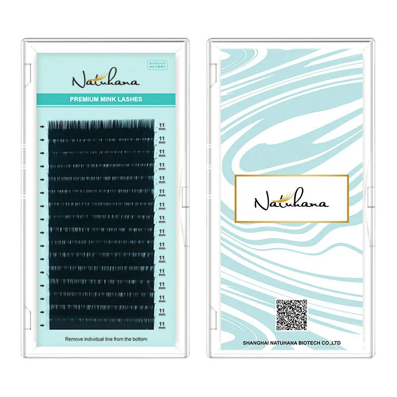 Artificial fibre false eyelashes with soft velvet finish showing density and length options