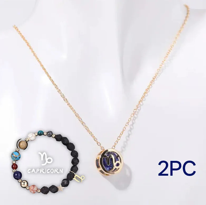 Natural stone beaded necklace and bracelet set with genuine stone beads in a matching style