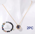 Natural stone beaded necklace and bracelet set with genuine stone beads in a matching style