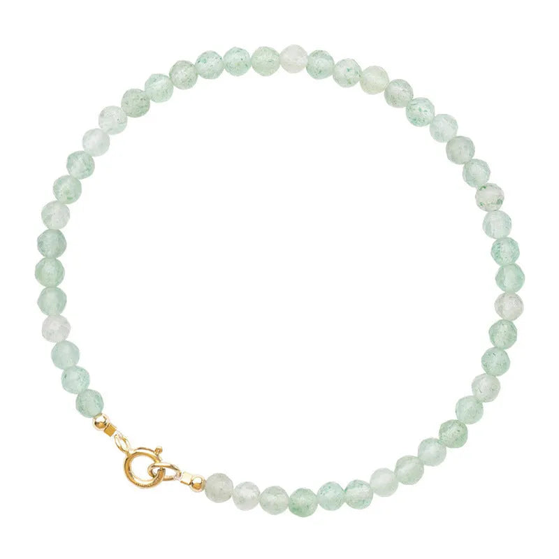Handmade 3mm women's vintage jade bracelet on white background, natural stone beads, 15cm or 16cm lengths
