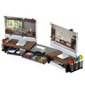 Double-station carbon steel monitor elevated rack in black with retractable design on desk