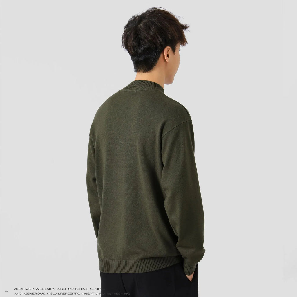 Men's loose fit long-sleeved pullover sweater in solid colour, viscose blend, autumn casual top