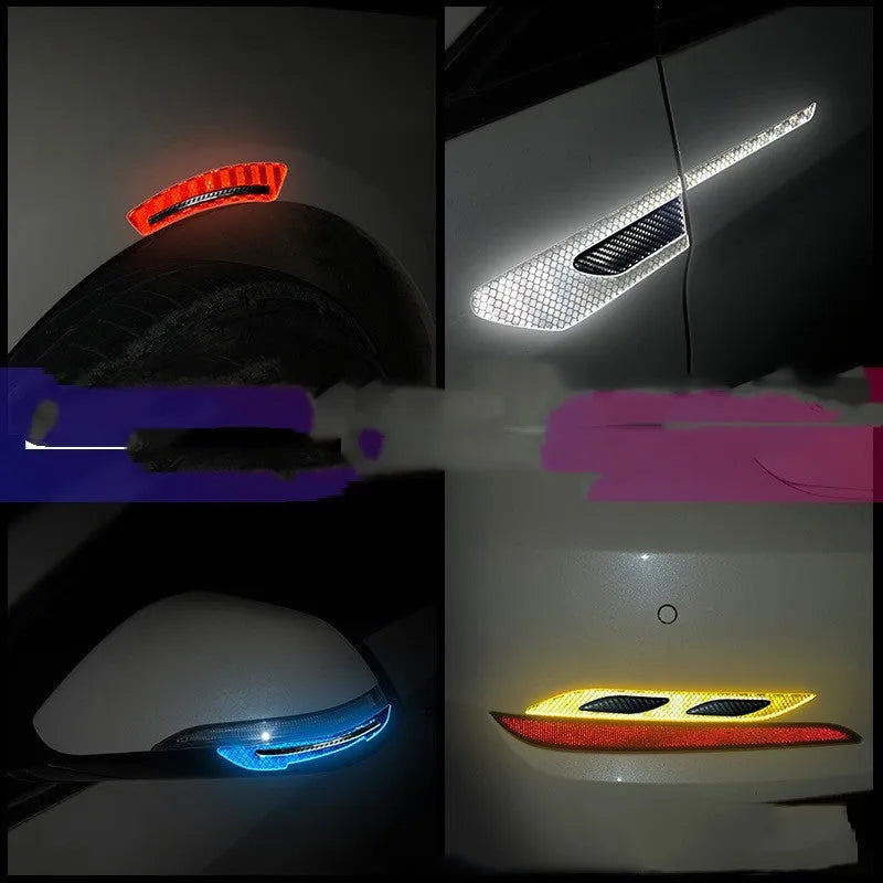 Blue reflective bumper strips for car wheels measuring 17mm wide with universal fit