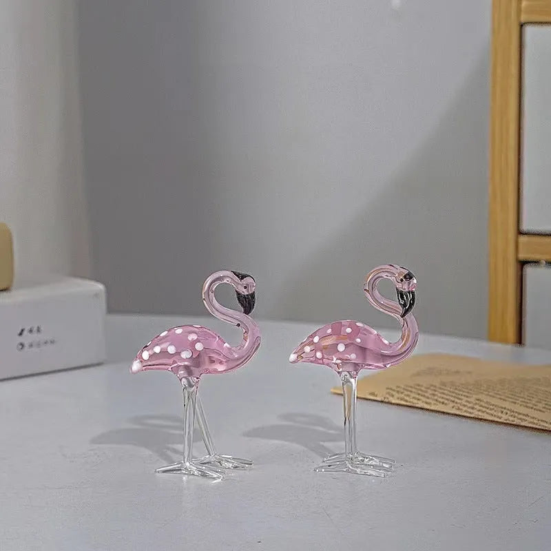 Pink crystal flamingo decorative sculpture for tabletop display in modern home décor