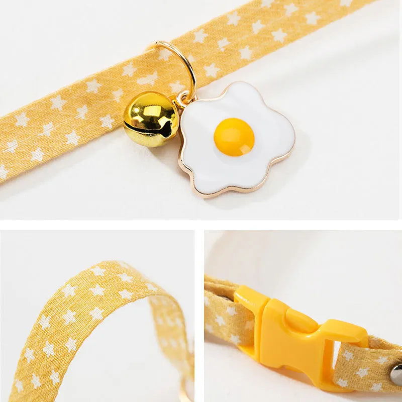 Green adjustable cat collar with bell pendant and bow tie decoration for small pets