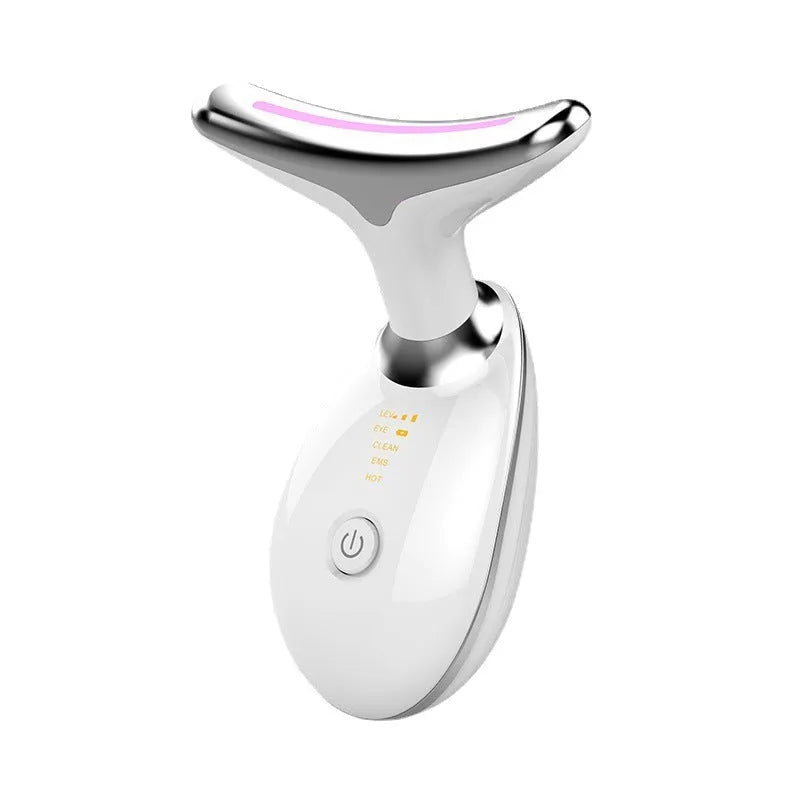 Beauty neck fade care massage instrument with ultrasonic infrared colour light functions in white
