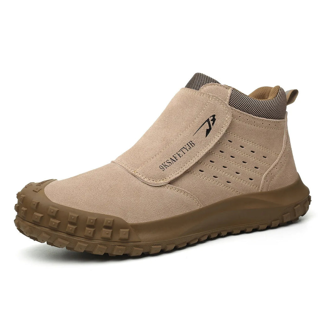 Four Seasons lightweight welder safety shoes in sand colour with steel toe cap and mid-top PU leather upper