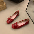 Retro ballet Mary Jane flats in apricot with bow detail and square toe