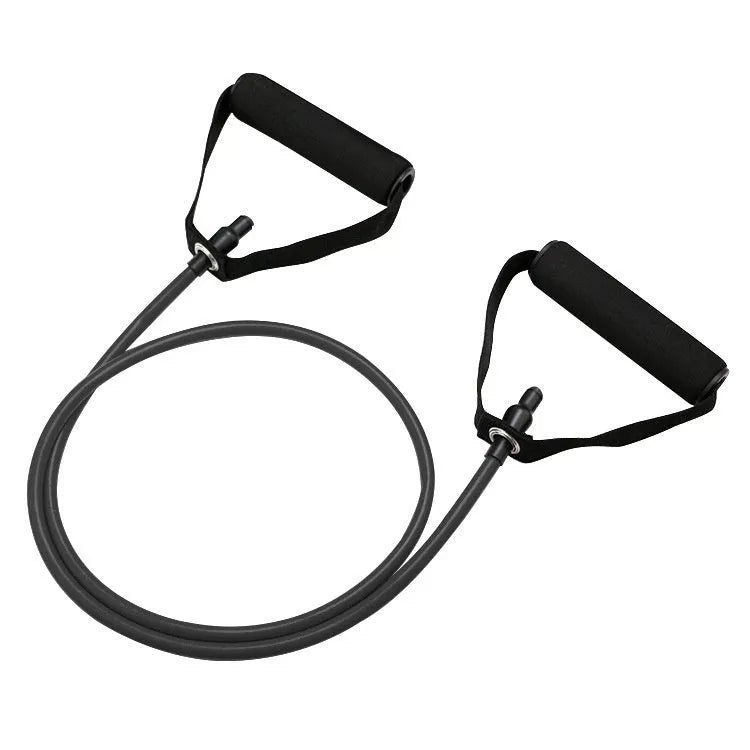 Adjustable chest expander exercise equipment with five colour-coded resistance bands from yellow to black