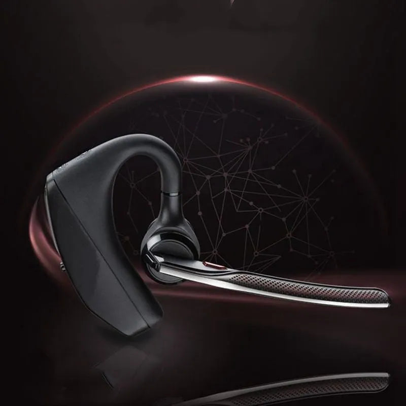 Black plastic stereo Bluetooth sports headphones with a visible battery display.
