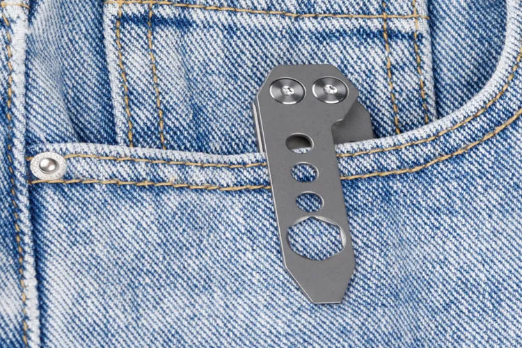 Titanium alloy TC4 multi-function crowbar with screwdriver and bottle opener, stone wash finish, compact EDC tool