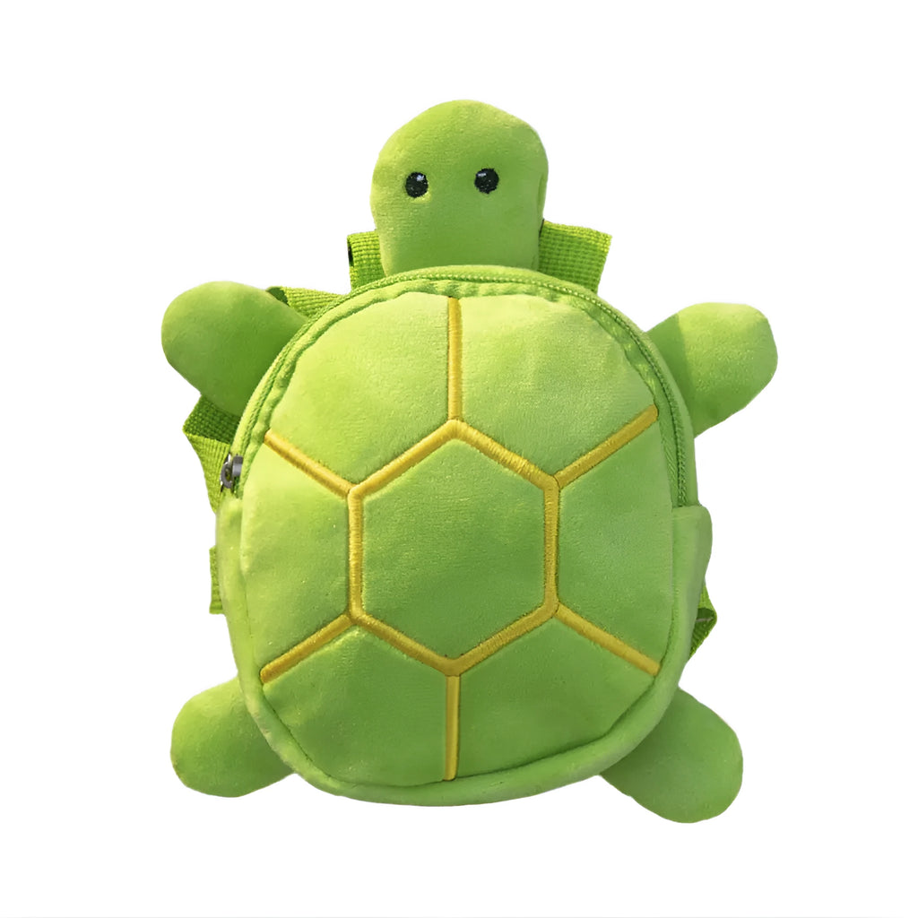 Cartoon turtle shape velvet dog backpack harness in brown green grey yellow with metal zipper