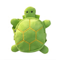 Cartoon turtle shape velvet dog backpack harness in brown green grey yellow with metal zipper