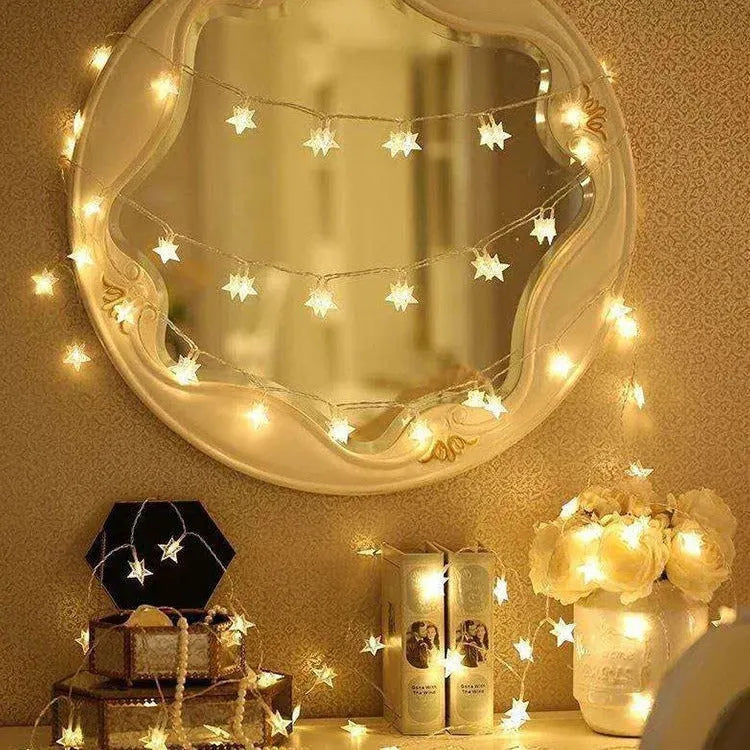 LED star light string 3m outdoor holiday decoration with 20 warm white glass shell lights