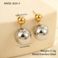 Round beads stainless steel colour-block ear studs with geometric spherical design
