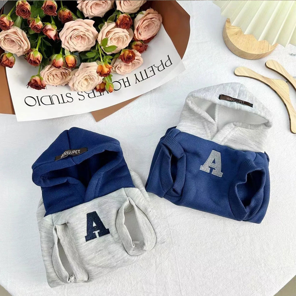 Blue and white reflective letter pet hoodie for dogs and cats