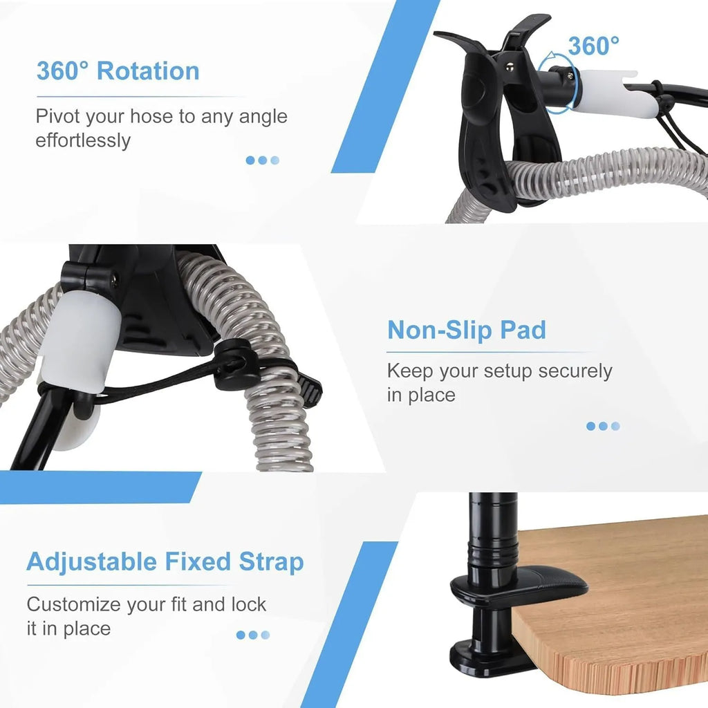 Black universal 95cm bedside fixed ventilator hose bracket made from aluminium alloy and ABS