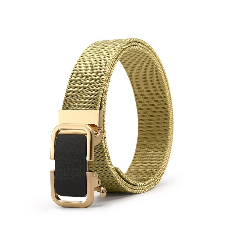 Men's nylon canvas belt with toothless design and alloy buckle in multiple colour options