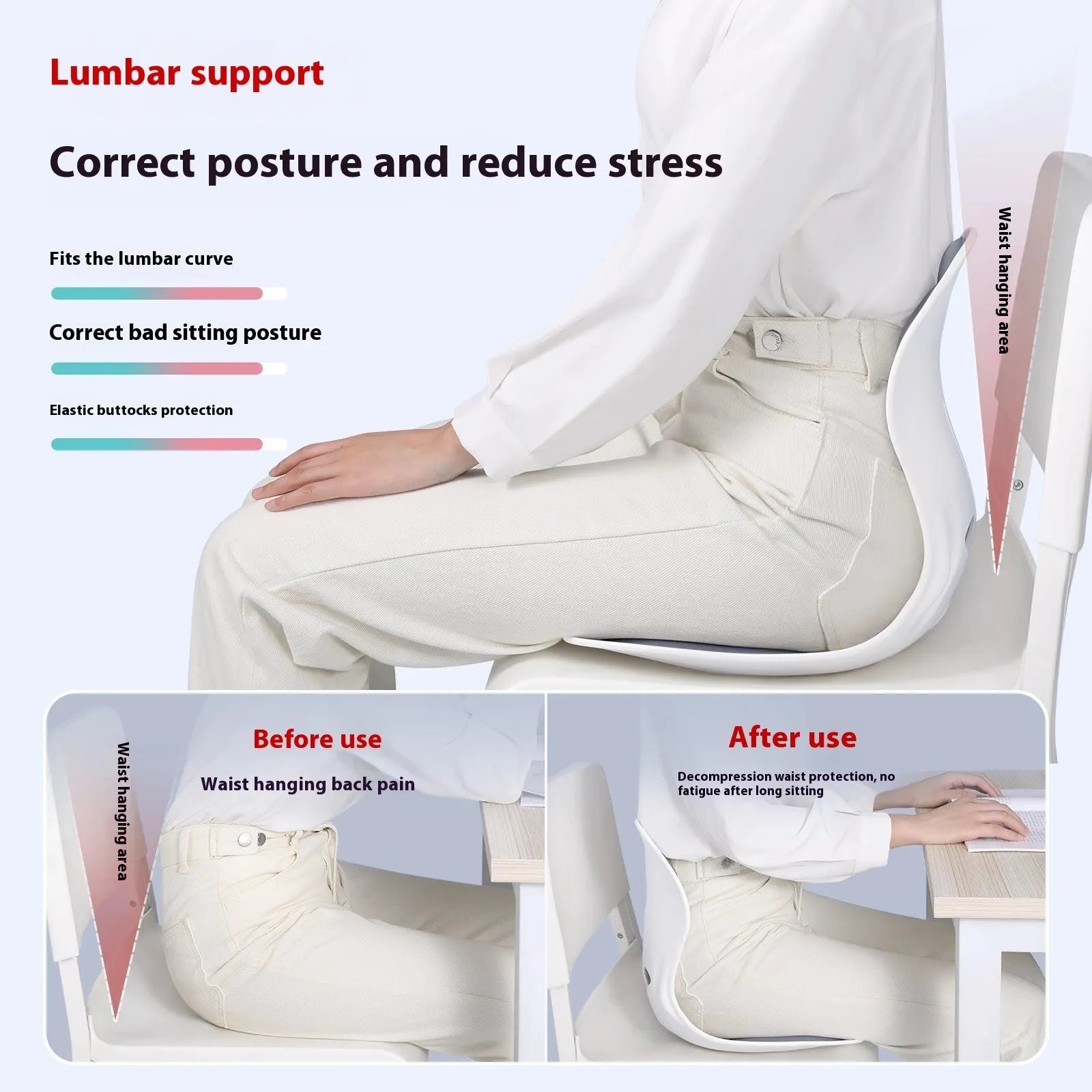 Japanese style lumbar support cushion in grey or black with PE construction and sponge filler