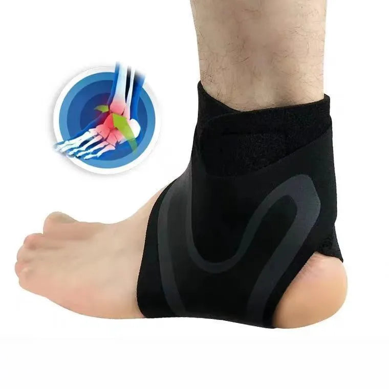 Ankle support brace for the left or right foot, shown on an ankle, suitable for running and sports recovery.