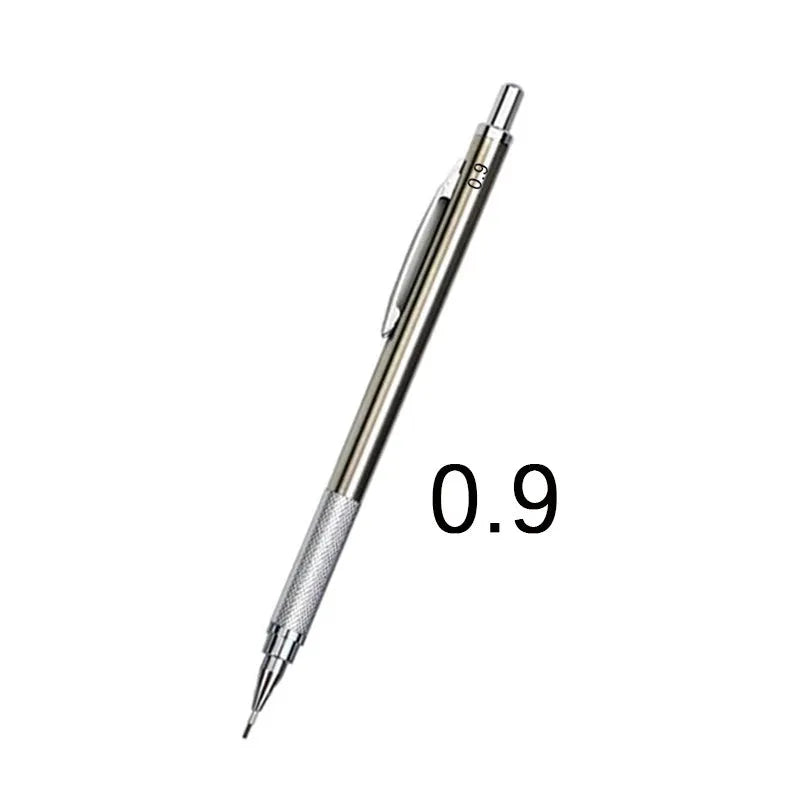 Metal automatic mechanical pencil with a choice of lead sizes including 0.5mm and 0.7mm, shown with a 2B refill.
