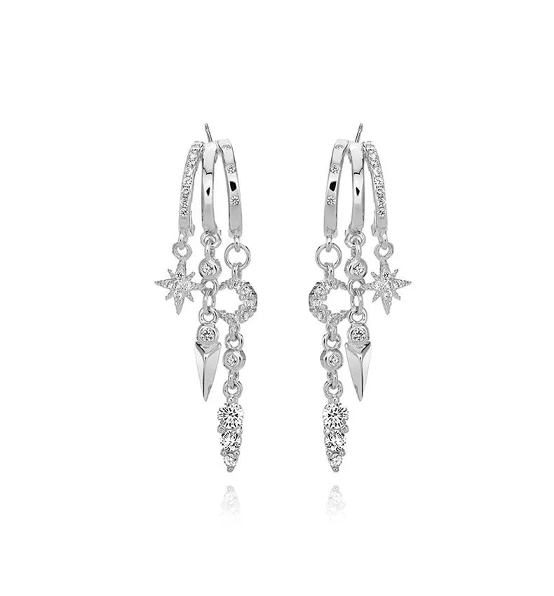 925 silver geometric diamond overlay rivet earrings in 18K gold finish