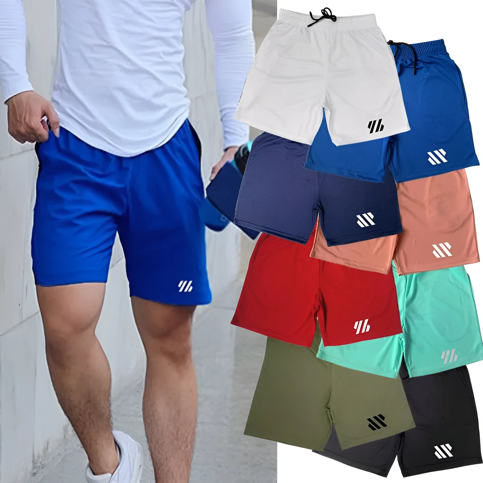 Metallic silk fabric men's running shorts in loose fit design with no liner