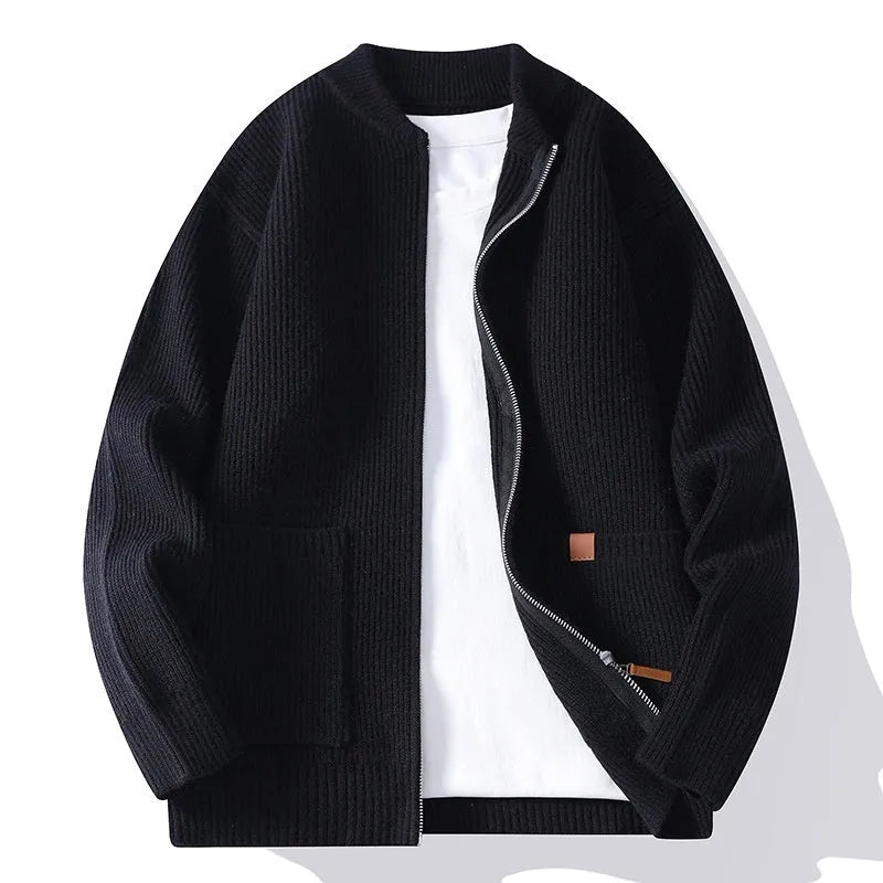 Men's striped sweater cardigan jacket in polyvinyl alcohol fibre blend available in multiple colours