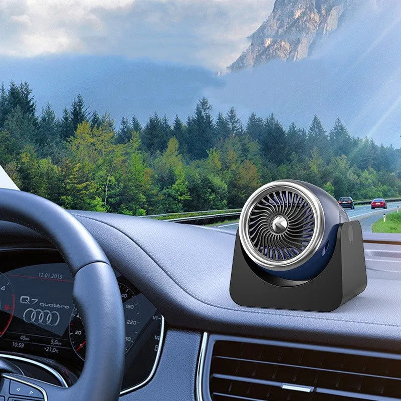 12V car heating fan with large air outlet and 180-degree rotation, navy blue colour