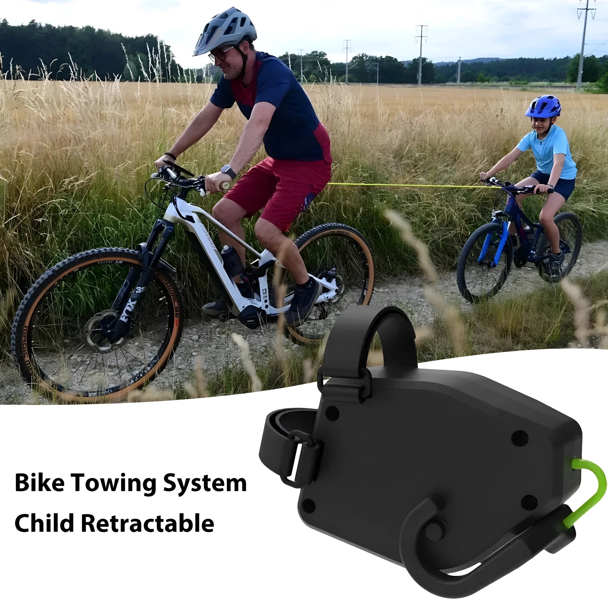 Black plastic bicycle trailer rope for mountain bike child transport