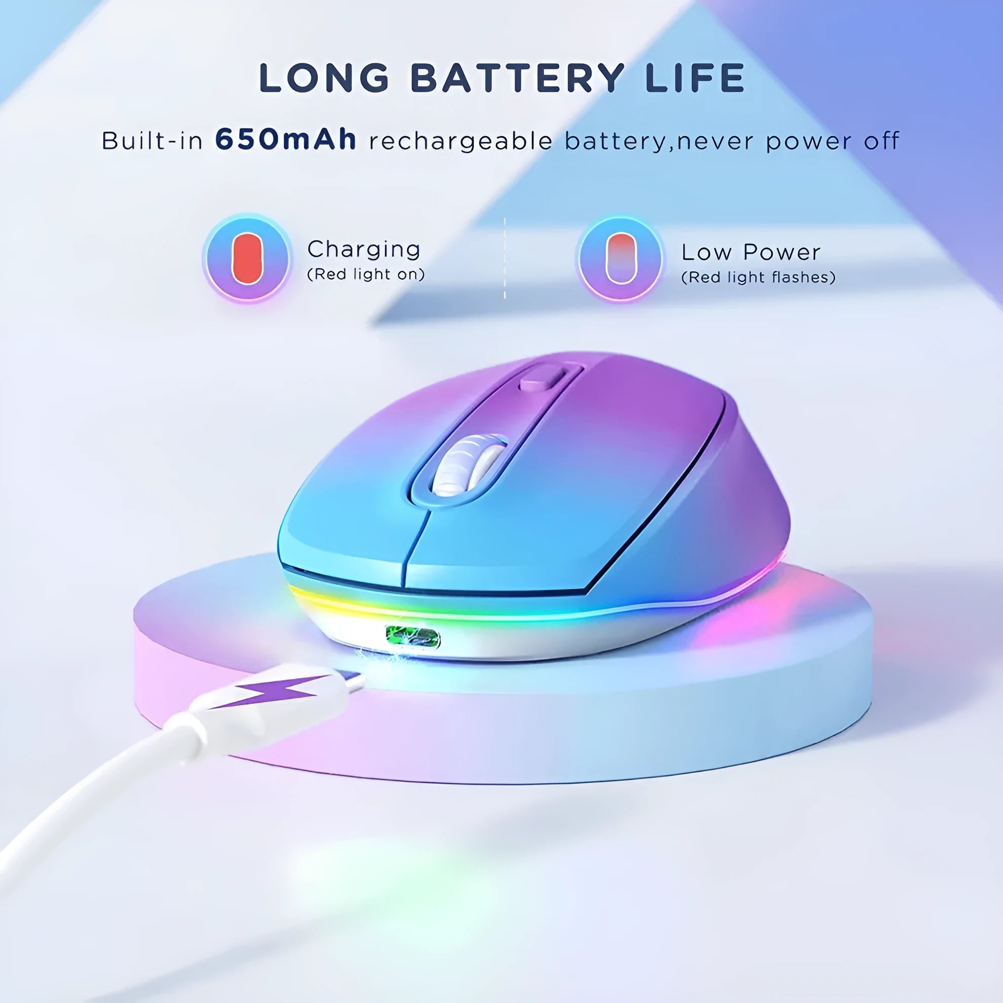 24g lightweight wireless mouse in seven colour options showing ergonomic right-handed design
