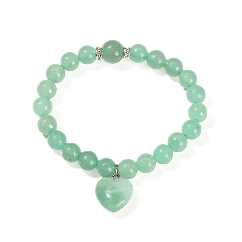Natural stone tigereye love pendant bracelet for women, 8mm beads, heart charm