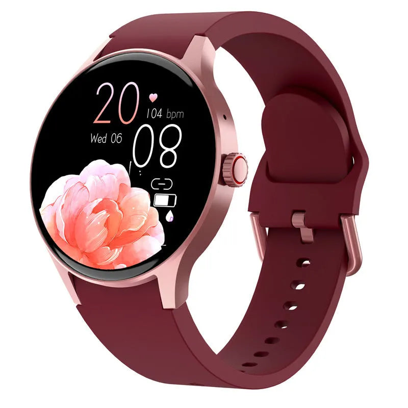 Smart Bluetooth sport watch with circular touchscreen display in black stainless steel case