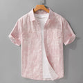Summer menswear hanging dyed printed short sleeve cardigan in gray white, loose fit pure cotton