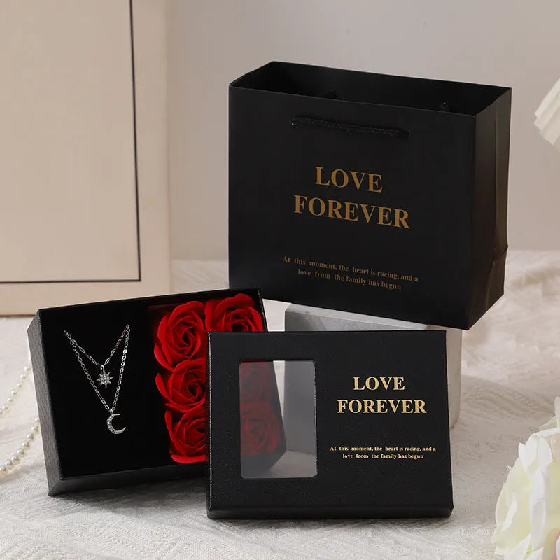 Korean-style soap flower gift box set with six handmade floral soaps in presentation box